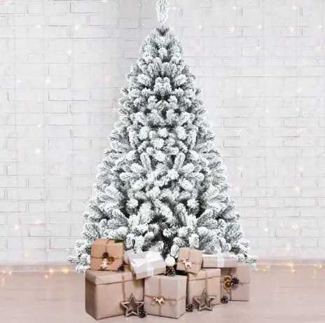 7.5ft Snow Flocked Christmas Tree For Home Decor