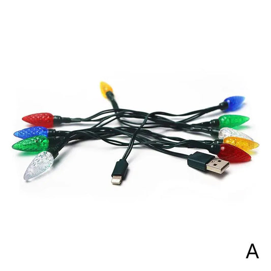 LED USB Charging Cable With Christmas String Lights