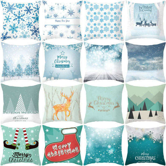 Christmas Snowflake Print Polyester Pillowcase For Home Decor