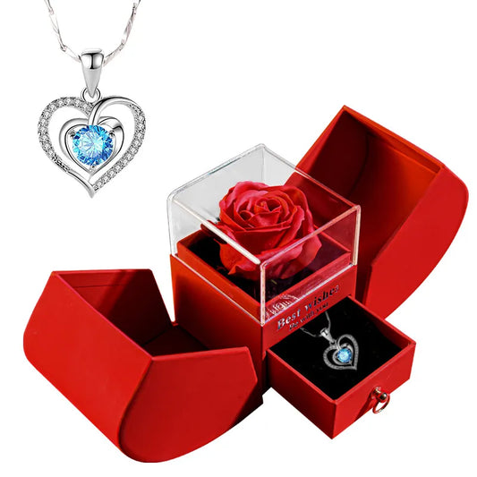 Elegant Christmas Rose Jewelry Box & Necklace