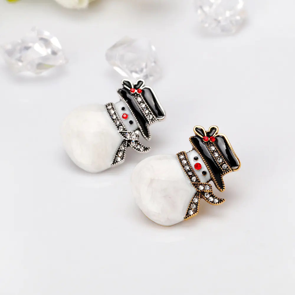 Christmas Snowman Diamond Brooch - Stylish Gift Pin
