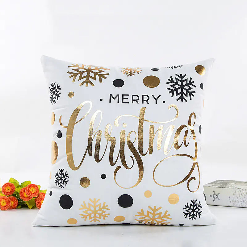 Modern Simple Blended Gold Christmas Pillow Cover For Home Decor