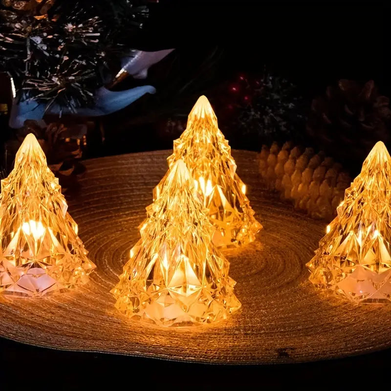 LED Flameless Crystal Mini Christmas Tree Night Light (1PC) For Home Decor