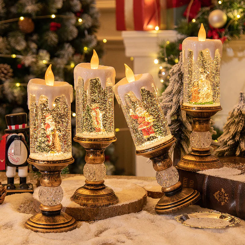 Christmas Candle Lights - Crystal Snowfall Decoration For Home Decor