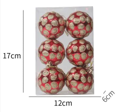 Glitter Christmas Ball Ornament Six Pack For Home Decor