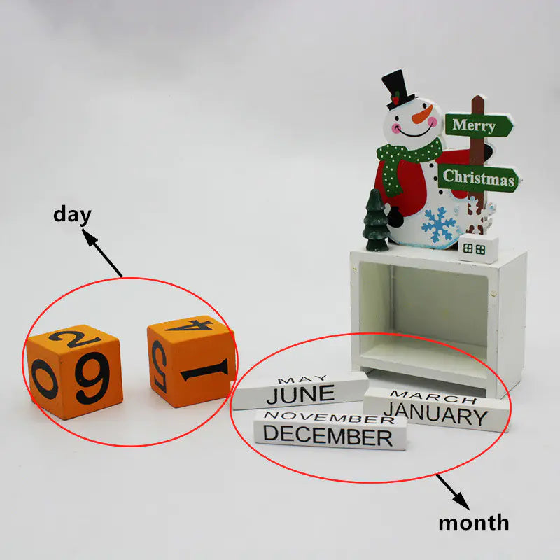 Wooden Christmas Calendar Decoration Piece For Home Decor