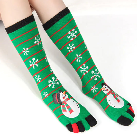 Christmas Five-Toed Socks For Cold Protection and Warmth