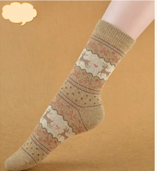 Warm Retro Christmas Print Socks For Women
