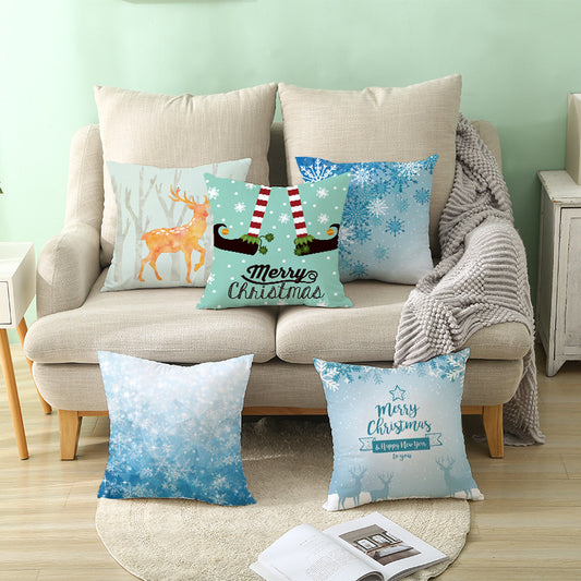 Christmas Snowflake Print Polyester Pillowcase For Home Decor