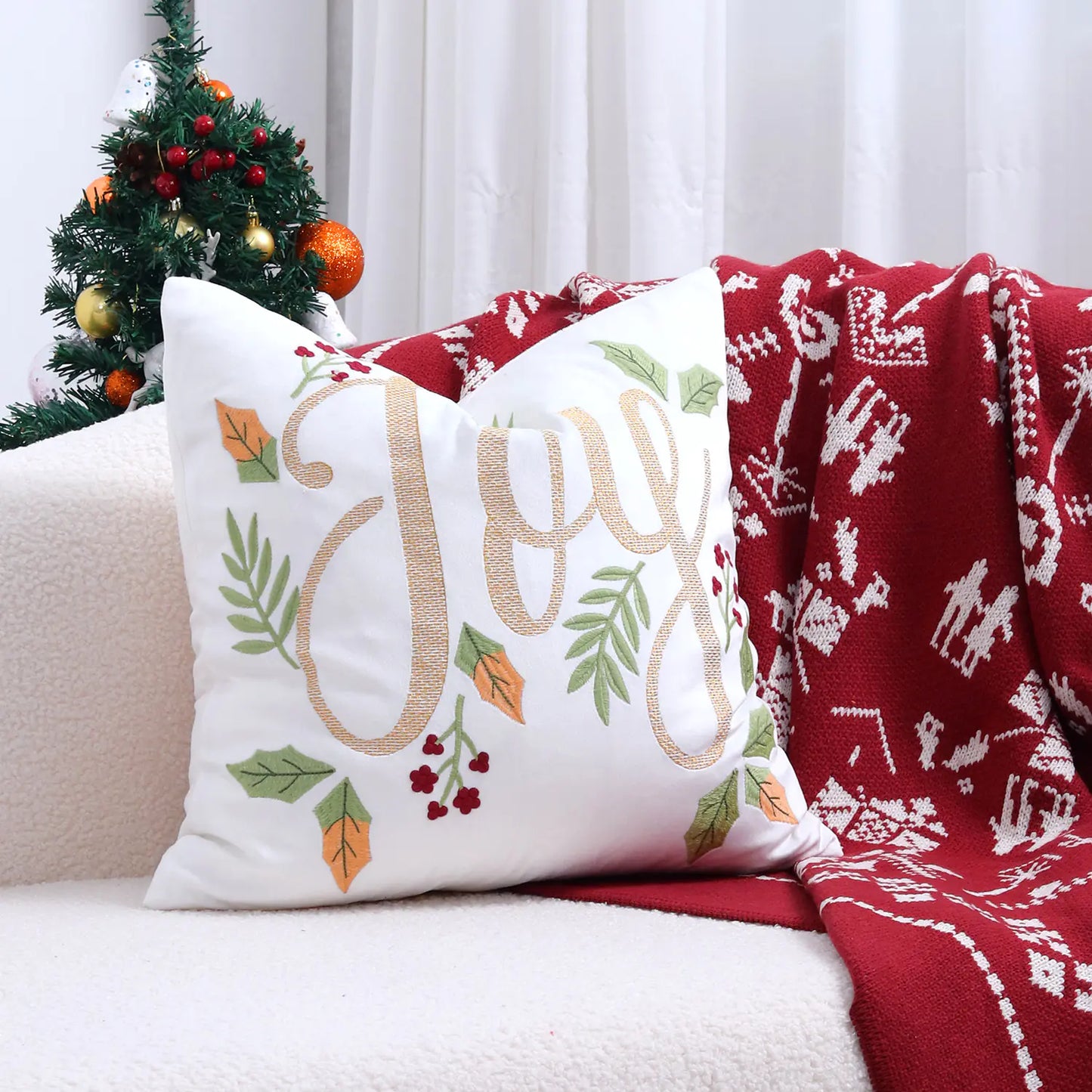 Christmas Tree Gold Foil Deer Cushion Cover For Home Decor
