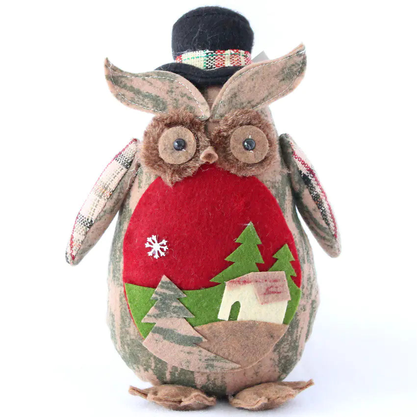 Holiday Owl Figurine For Christmas Decoration For Home Decor