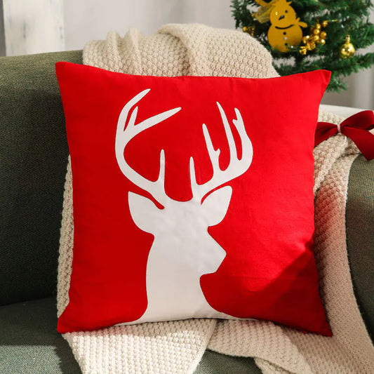 Christmas Tree Gold Foil Deer Cushion Cover For Home Decor