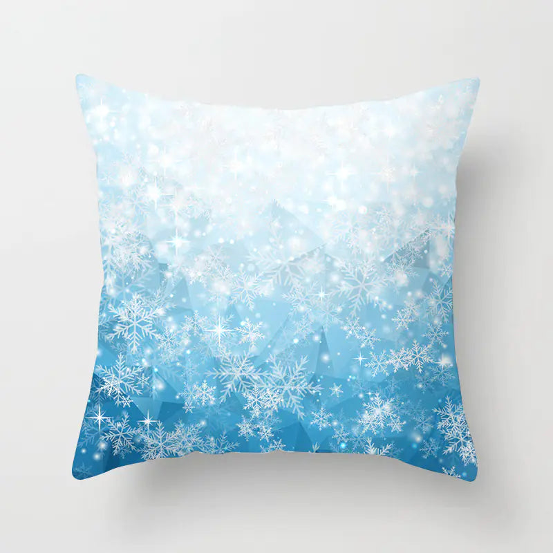 Christmas Snowflake Print Polyester Pillowcase For Home Decor