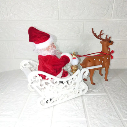 Electric Reindeer Pulling Sleigh Christmas Toy For Home Decor