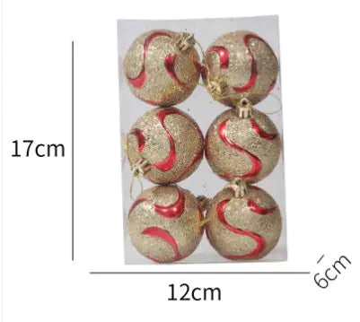 Glitter Christmas Ball Ornament Six Pack For Home Decor
