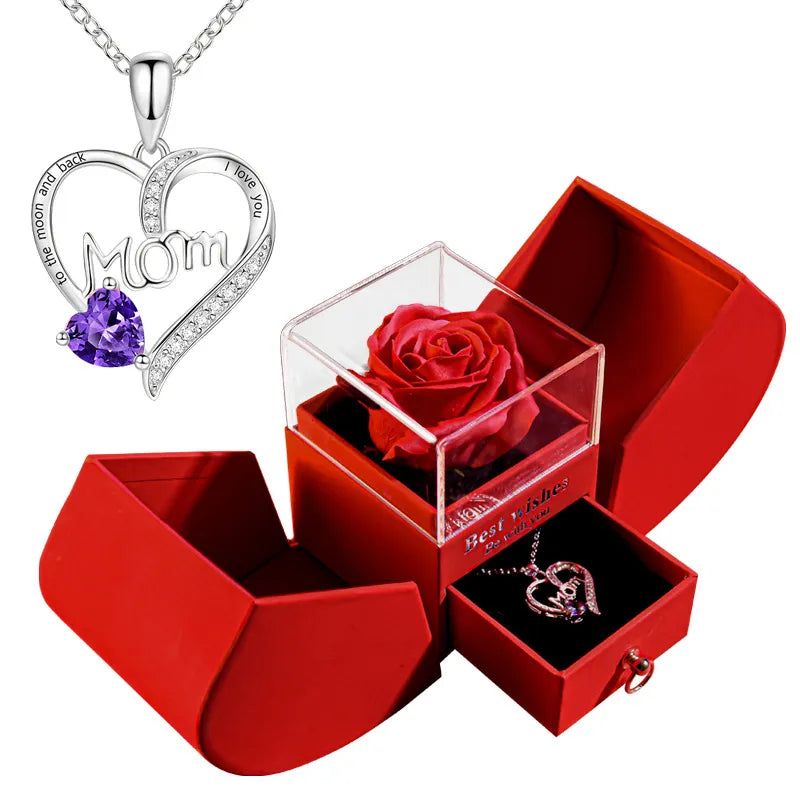 Elegant Christmas Rose Jewelry Box & Necklace