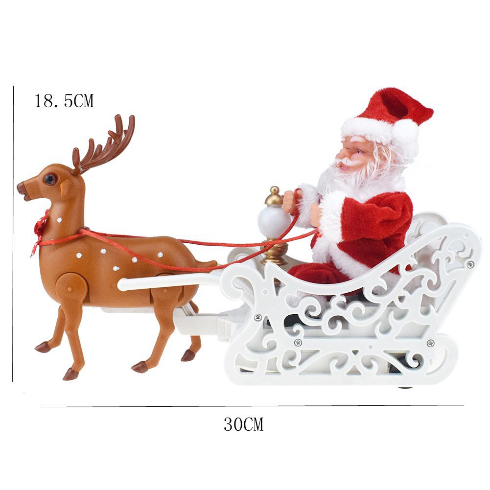 Electric Reindeer Pulling Sleigh Christmas Toy For Home Decor