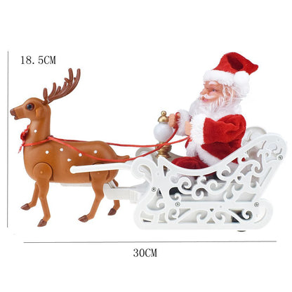 Electric Reindeer Pulling Sleigh Christmas Toy For Home Decor