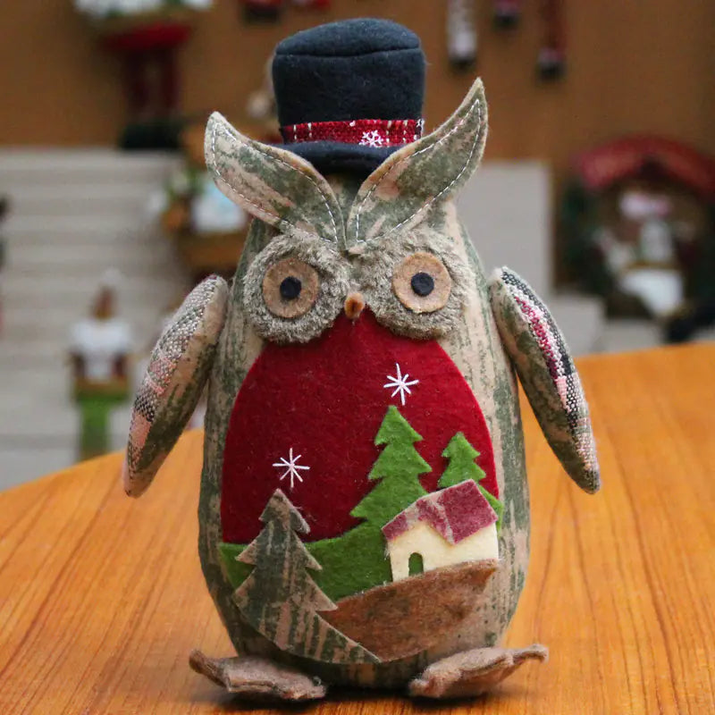 Holiday Owl Figurine For Christmas Decoration For Home Decor