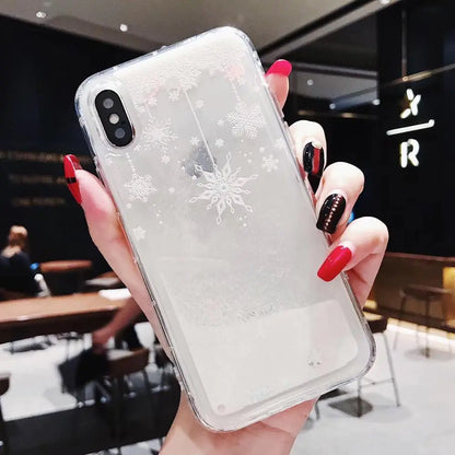 Snowflake Liquid Sand Christmas iPhone Case