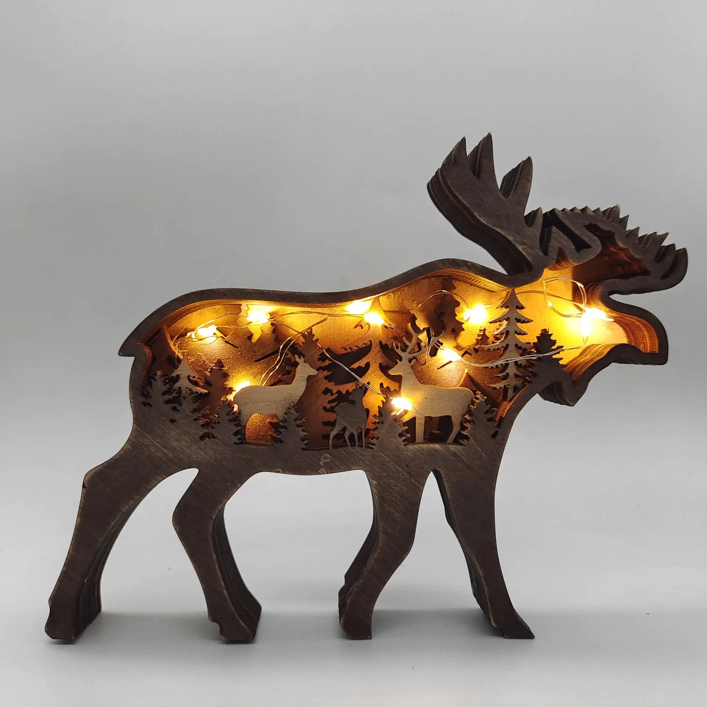 Wooden 3D Animal Christmas Carving For Home Wall Decor