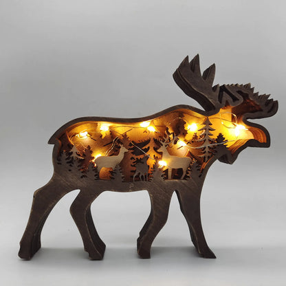 Wooden 3D Animal Christmas Carving For Home Wall Decor