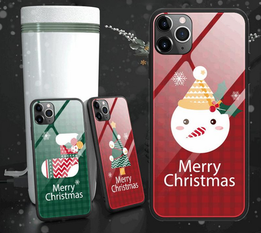 Tempered Glass Christmas iPhone Case Protective Cover