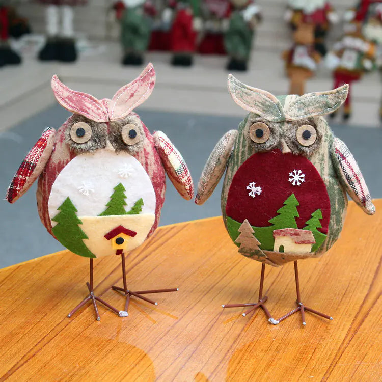 Holiday Owl Figurine For Christmas Decoration For Home Decor