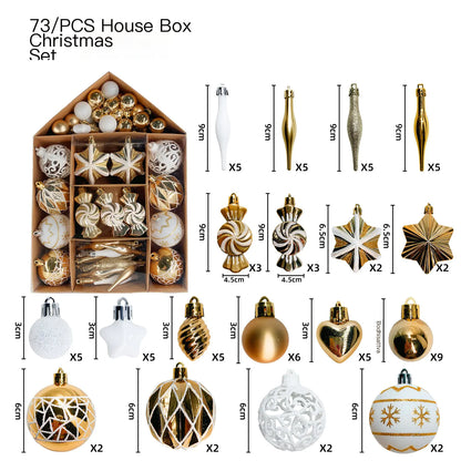 73pc Christmas Ornament Ball Set With Unique Candy Designs For Home Decor