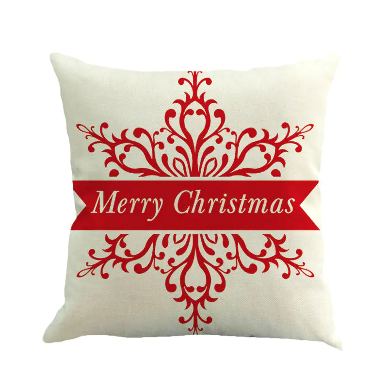 Christmas Pillow Cover With Reindeer & Santa Design For Home Decor