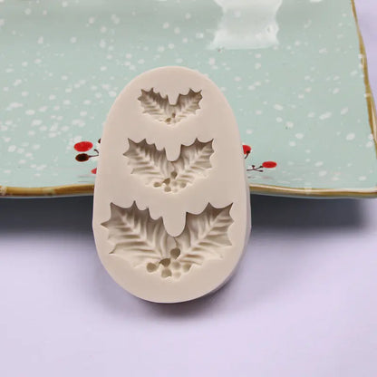 Christmas Holly Leaf Silicone Cake Molds For Baking