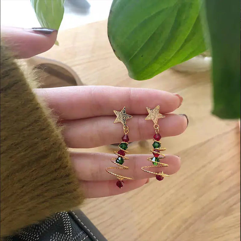 Color Contrast Design Women's Christmas Tree Earrings