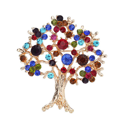 Colorful Rhinestone Christmas Tree Brooch & Scarf Clip