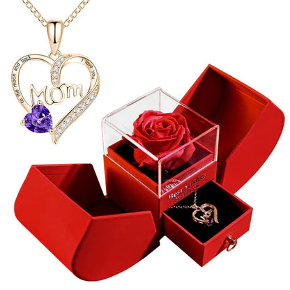 Elegant Christmas Rose Jewelry Box & Necklace