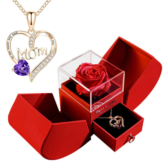 Elegant Christmas Rose Jewelry Box & Necklace