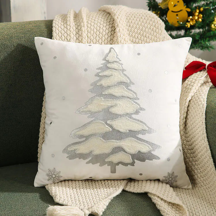 Christmas Tree Gold Foil Deer Cushion Cover For Home Decor