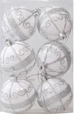 Glitter Christmas Ball Ornament Six Pack For Home Decor