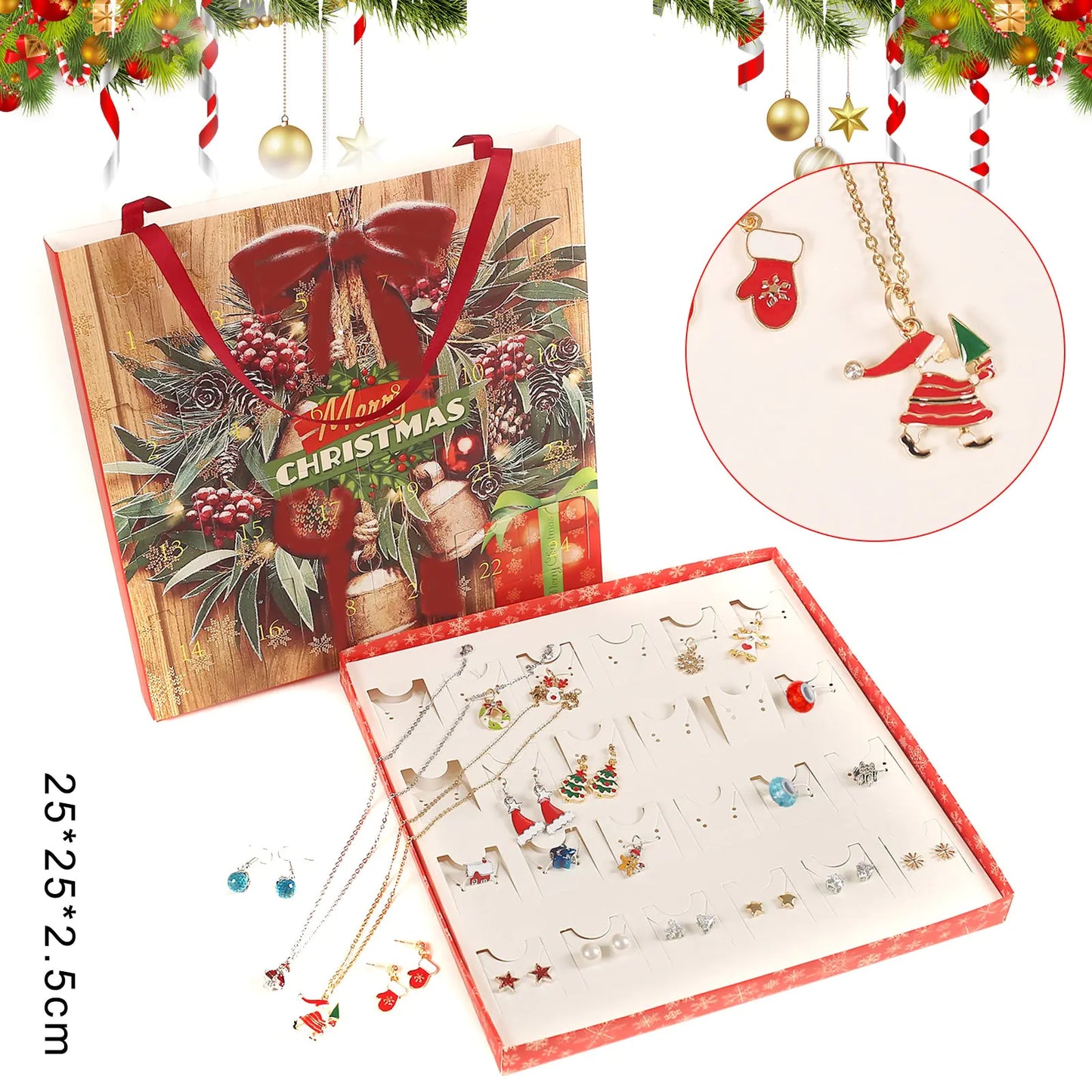 Christmas Countdown Calendar Necklace & Earring Set