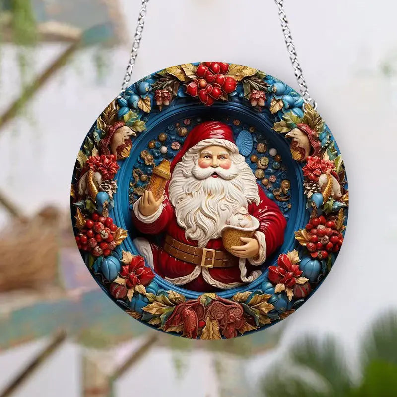 Christmas Ceramic Santa Acrylic Hanging Decoration For Home Decor
