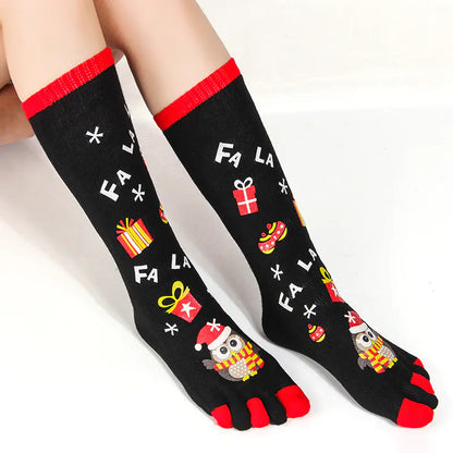 Christmas Five-Toed Socks For Cold Protection and Warmth