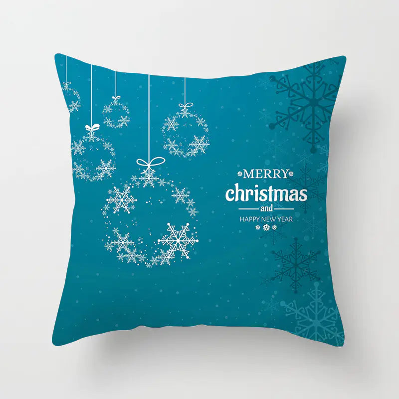 Christmas Snowflake Print Polyester Pillowcase For Home Decor