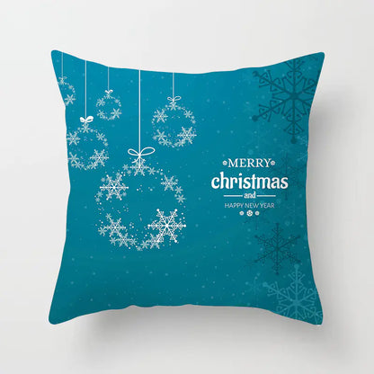 Christmas Snowflake Print Polyester Pillowcase For Home Decor