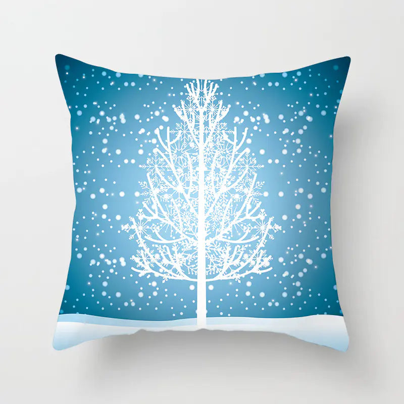 Christmas Snowflake Print Polyester Pillowcase For Home Decor