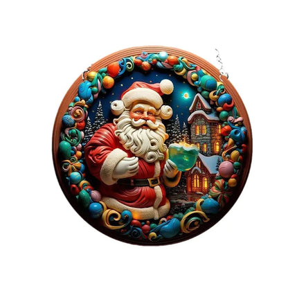 Christmas Ceramic Santa Acrylic Hanging Decoration For Home Decor
