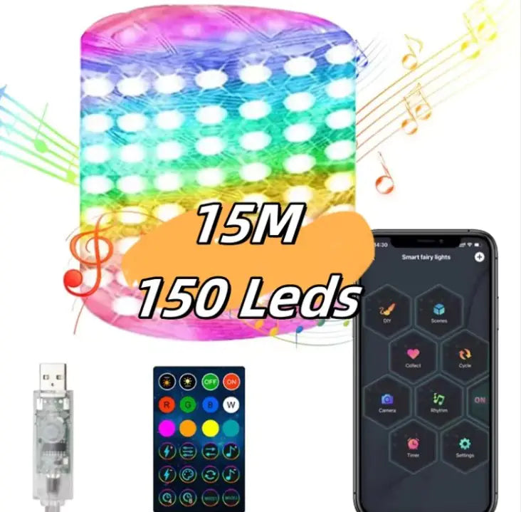 Christmas LED Remote Control RGB Smart Lights For Home Decor