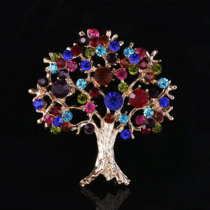 Colorful Rhinestone Christmas Tree Brooch & Scarf Clip