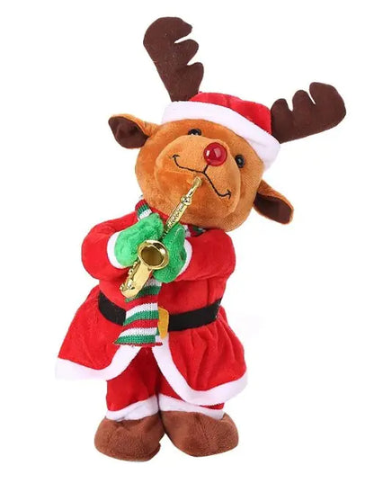 Christmas Decor Santa Reindeer Snowman Music Playing Saxophone Toy For Home Decor