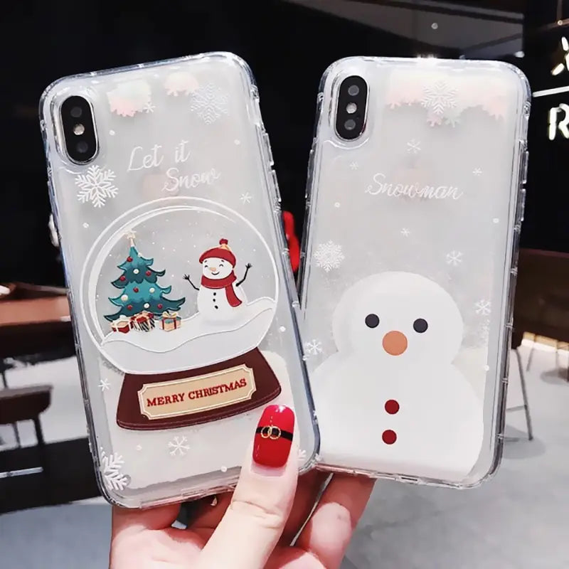 Snowflake Liquid Sand Christmas iPhone Case