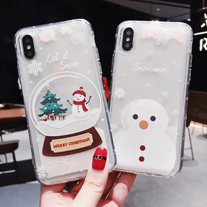Snowflake Liquid Sand Christmas iPhone Case
