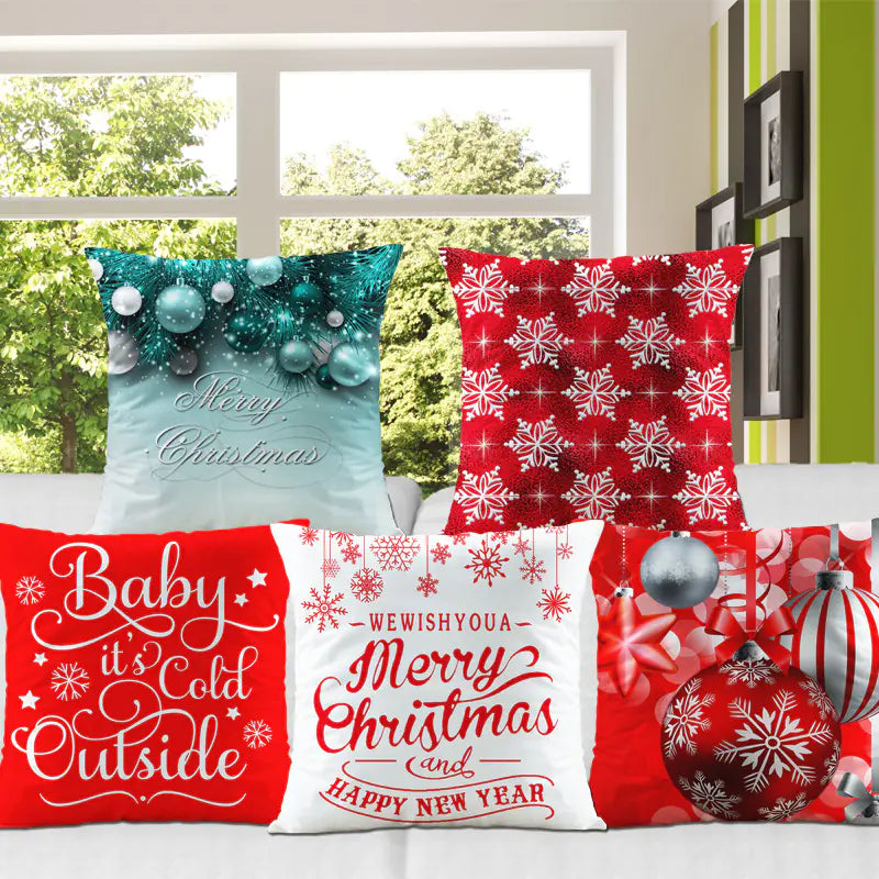 Digital Print Christmas Plush Pillow Cover for Sofa